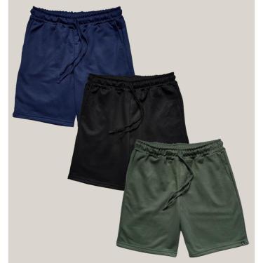 Imagem de Kit 3 Bermuda Masculina Moletom WSS Basic Preto, Verde e Azul-Masculino