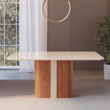 Imagem de Mesa de Jantar 160cm Retangular Tampo de Vidro Aurora Moveis Zamarchi