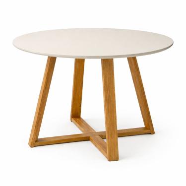 Imagem de Mesa De Jantar Redonda Livia 90cm Off White Pés Em Madeira