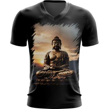 Imagem de Camiseta Gola V Estátua de Buda Iluminado Religião 18 - Zahir Store, B