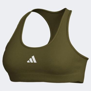 Imagem de Top Adidas Treino Suporte Médio Feminino, Verde, GG