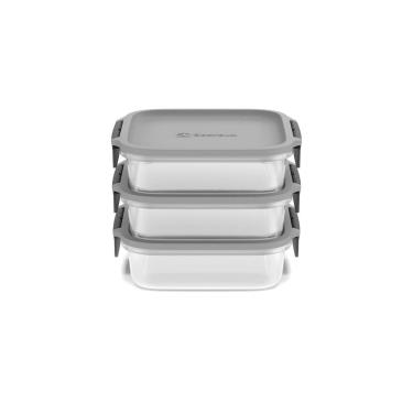 Imagem de Potes Herméticos de Plástico Electrolux Cinza 3 Unidades Empilháveis Modulares