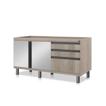 Imagem de Gabinete Cozinha MDF 1,44m Elegance Com 6 Pés Pré-Montado Cor:Barrique