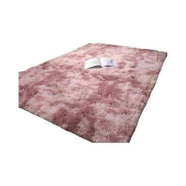 Imagem de Tapete De Pelúcia Verde E Rosa Macio Antiderrapante Para Sala De Estar