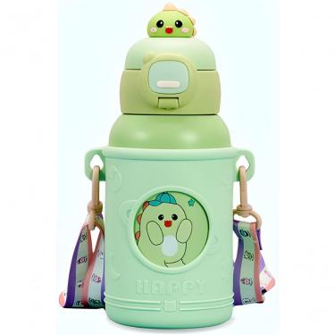 Imagem de Garrafa de Água Infantil Alce com Canudo e Botão de um Clique Portátil Resistente a Que...