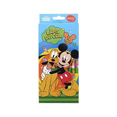 Imagem de Lápis de Cor Molin do Brasil Mickey Mouse Estampa 2 com 12 Cores Vibrantes para Desenho...