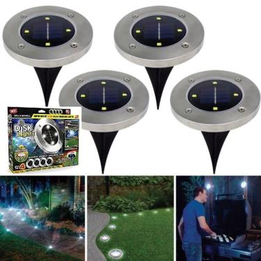 Imagem de Kit 4 Luminaria 8 Leds Solar Spot Balizador Refletor Chao