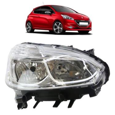 Imagem de Farol Dianteiro 208 2013 2014 2015 2016 Máscara Cromada Lente Lisa Acr