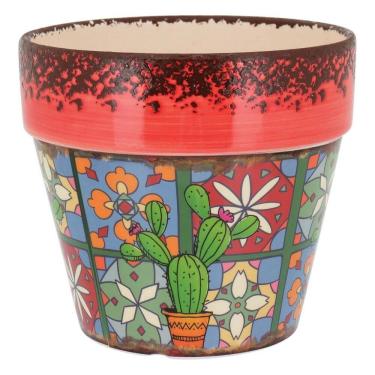 Imagem de CACHEPÔ VASO PLANTA DECORATIVO 15x17x17cm CERÂMICA MULTICOLORIDO CARRICHE HOME&CO