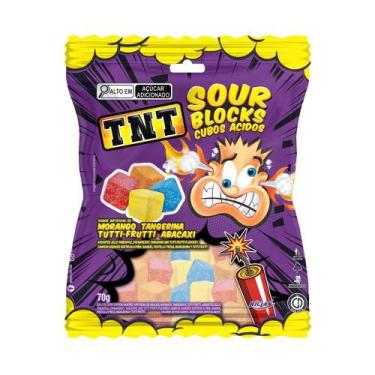 Imagem de Bala de Goma TNT Sour Blocks Cubos Ácidos Morango, Tangerina, Tutti-Fr
