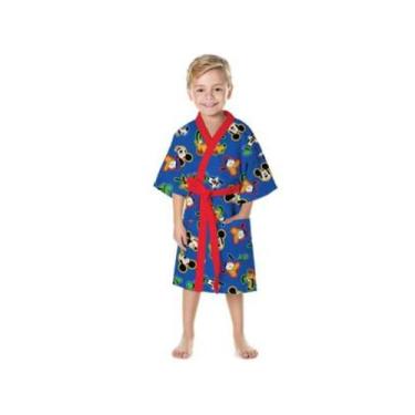Imagem de Roupão Infantil Lepper Mickey Masculino Azul, M