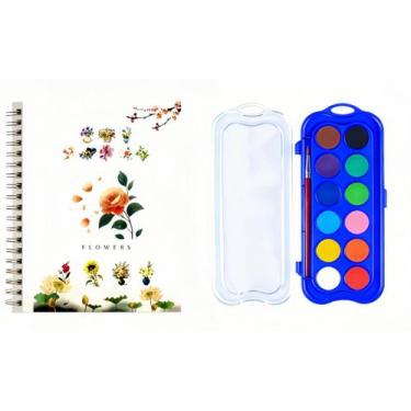 Imagem de Kit de Pintura em Livro de Aquarela com 12 Cores e Pincel - Marca Próp