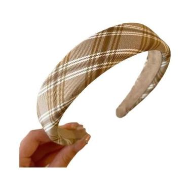 Imagem de Faixa De Cabelo Larga Elástica Com Estampa Vintage De Treliça Para Mul