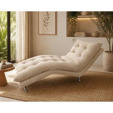 Imagem de Espreguiçadeira Estofada Sala Leitura Descanso Diva Suede