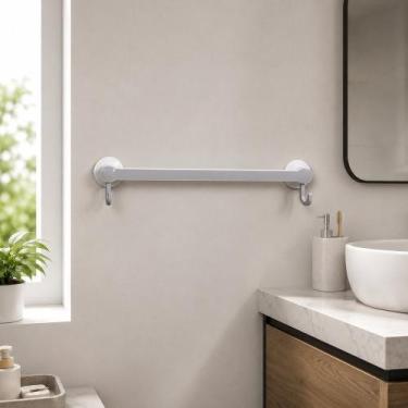 Imagem de Suporte Multiuso para Banheiro Branco Resistente Durável Design Modern
