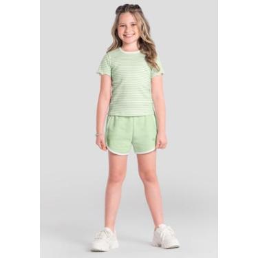 Imagem de Shorts infantil menina em moletinho Brandili, Verde, 6