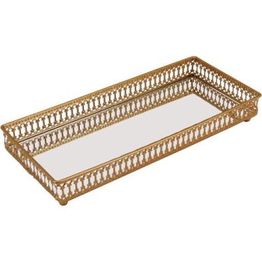 Imagem de Bandeja Zaree Home&Co 4x30x13cm Metal Dourado Decoração para Casa Sala