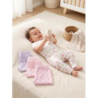 Imagem de Kit 3 Calças Mijão Bebê Vestiti Baby Algodão Premium Pé Reversível Con