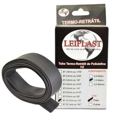 Imagem de Espaguete termo retratil 12.7 mm preto - 1 metro - leiplast