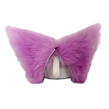 Imagem de Sheicon, orelhas de raposa, orelhas de gato, clipe de cabelo, cabeça de anime para cosplay, fantasia de Halloween, Soft Purple, One Size