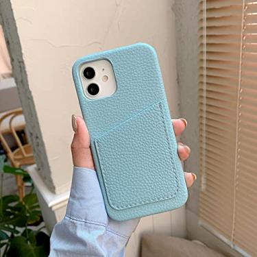 Imagem de Pacote de cartão 3d capa de telefone de couro duro para iphone 13 7 8 plus x 12 xr max 11 pro se mini business capa traseira, azul claro, para iphone 13