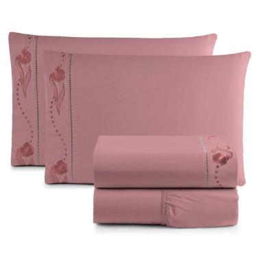 Imagem de Jogo De Lençol Imperial Queen 04 Peças 200 Fios Rosa