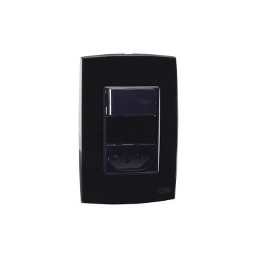 Imagem de Conjunto Interruptor Simples + Tomada 10A Placa 4X2 Distanciada Preto Force Line