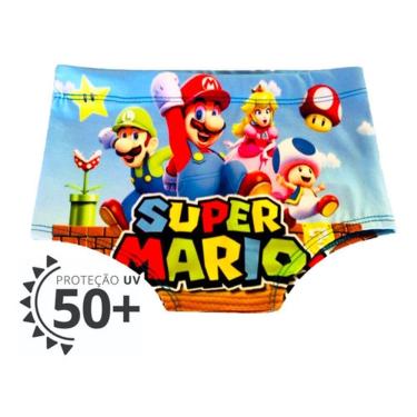 Imagem de Sunga Infantil Menino Time Mario Praia Verão Piscina Prot Uv