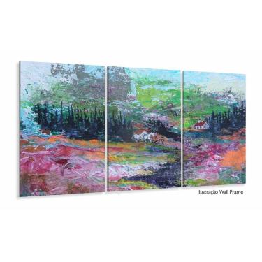 Imagem de Quadro Abstrato Campo Paisagem Escritórios Em Tecido 3 Peça