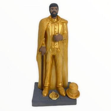 Imagem de Escultura Orixá Exu Cartola Do Ouro Dourado Em Resina 16 Cm