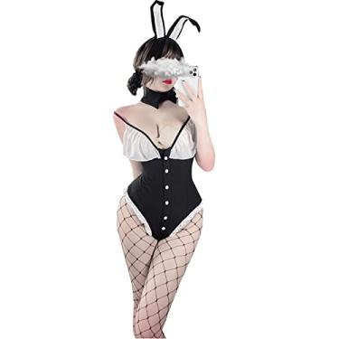 Imagem de Temptshow Ladies Bunny Lingerie Cosplay Costume Anime Sexy Bunny Girl Bodysuit with Bunny Ears (Black2)