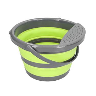 Imagem de Balde dobr¨¢vel 5L Grande Capacidade Multifuncional N?o T¨®xico Inodoro Balde dobr¨¢vel ecologicamente correto com ranhura de al?a e design humanizado,Balde dobr¡§¡ével de jardinagem lavagem carro Mo,