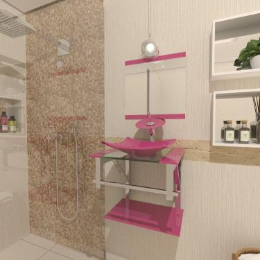 Imagem de Gabinete de Vidro Para Banheiro 40cm Inox Rosa