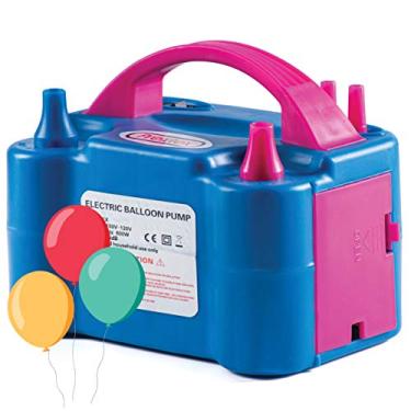 Imagem de Prextex Bomba de balão elétrica - inflador de balão de bico duplo para soprador de ar portátil para enchimento rápido e fácil de balões em massa para decoração de eventos e festas (azul, 110V)