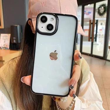 Imagem de Capa transparente à prova de choque para iPhone 13 12 Mini 11 Pro XR X XS Max 8 7 Plus SE 2020 Capa de acrílico macio transparente, preto, para iPhone 8