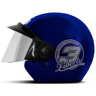 Imagem de CAPACETE ABERTO PRO TORK LIBERTY 3 SOLID AZUL TAM. 56 VIS. ESPELHADA