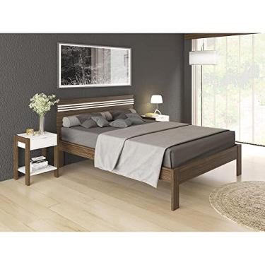 Imagem de Cama de Casal para Colchão 138 x 188 cm Multimóveis Cr35013 Nogal/branca