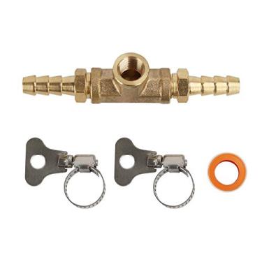 Imagem de Adaptador de pressão de combustível para linha de combustível, encaixe em T em latão, fêmea NPT de 1/8" com fita de teflon adequado para medidor de pressão de combustível ou sensor