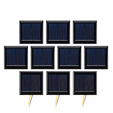 Imagem de AOSHIKE 10 peças de micro painéis solares 2V 130MA com células solares fotovoltaicas com fios de 15 cm carregador de energia solar placa de epóxi faça você mesmo projetos brinquedos 54 x 54 mm (2 V 130 MA 54 x 54 mm)
