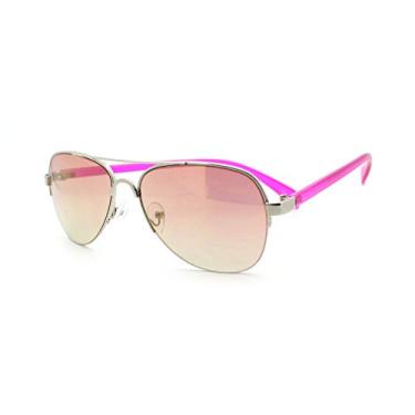 Imagem de Óculos de sol aviador de tamanho pequeno feminino Petite Half Rim Aviators Fúcsia, Fúcsia, One Size