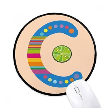 Imagem de DIYthinker C Alfabeto Laranja Frutas Bonito Padrão Mouse Pad Desktop Escritório Tapete Redondo para Computador