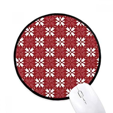 Imagem de Decoração de Natal Vermelho Branco Padrão Mouse Pad Desktop Escritório Tapete Redondo para Computador