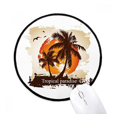 Imagem de DIYthinker Tapete de mouse com ilustração de padrão de coqueiro de praia para escritório tapete redondo para computador