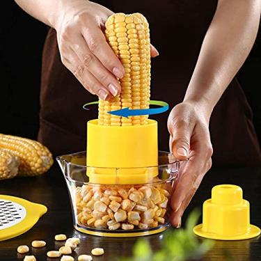 Imagem de KELATI Descascador de milho, descascador de milho multifuncional 4 em 1, descascador de milho, debulhador de milho, artefato de cozinha 4 em 1