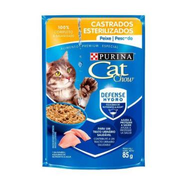 Imagem de Ração Úmida Nestlé Purina Cat Chow Para Gatos Castrados Sabor Peixe 85