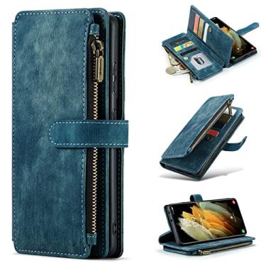 Imagem de Capa de telefone flip com slot para cartão de couro de luxo para Samsung Galaxy A53 A51 A33 A52 A72 A32 A22 A12 A30S S20 S21 S22 ultra S10 Plus nota 20 Capa protetora, azul, para Note20 Ultra