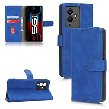 Imagem de Capas de telefone Business Skin Feel compatíveis com Infinix Note 12 Pro Note12Pro 5G Capa de couro com compartimentos para cartão clipe de carteira capa de telefone à prova de choque (azul, Infinix Note 12 Pro 5G)