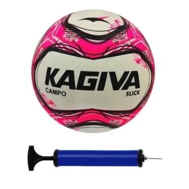 Imagem de Bola Futebol Campo Kagiva Slick + 1 Bomba de Ar - Rosa Chiclete