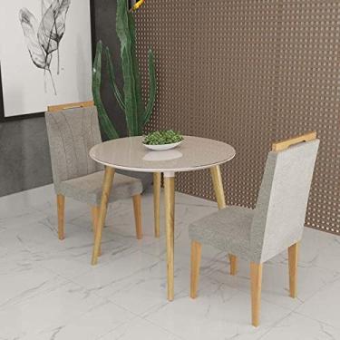 Imagem de Conjunto de Mesa Redonda Veneza Com Vidro e 2 Cadeiras Onix Off White/bege Escuro