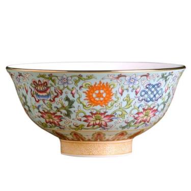 Imagem de XIALON 14 cm 5,5 polegadas Jingdezhen cor esmaltada tibetana auspiciosa tigela de oito tesouros estilo chinês doméstico